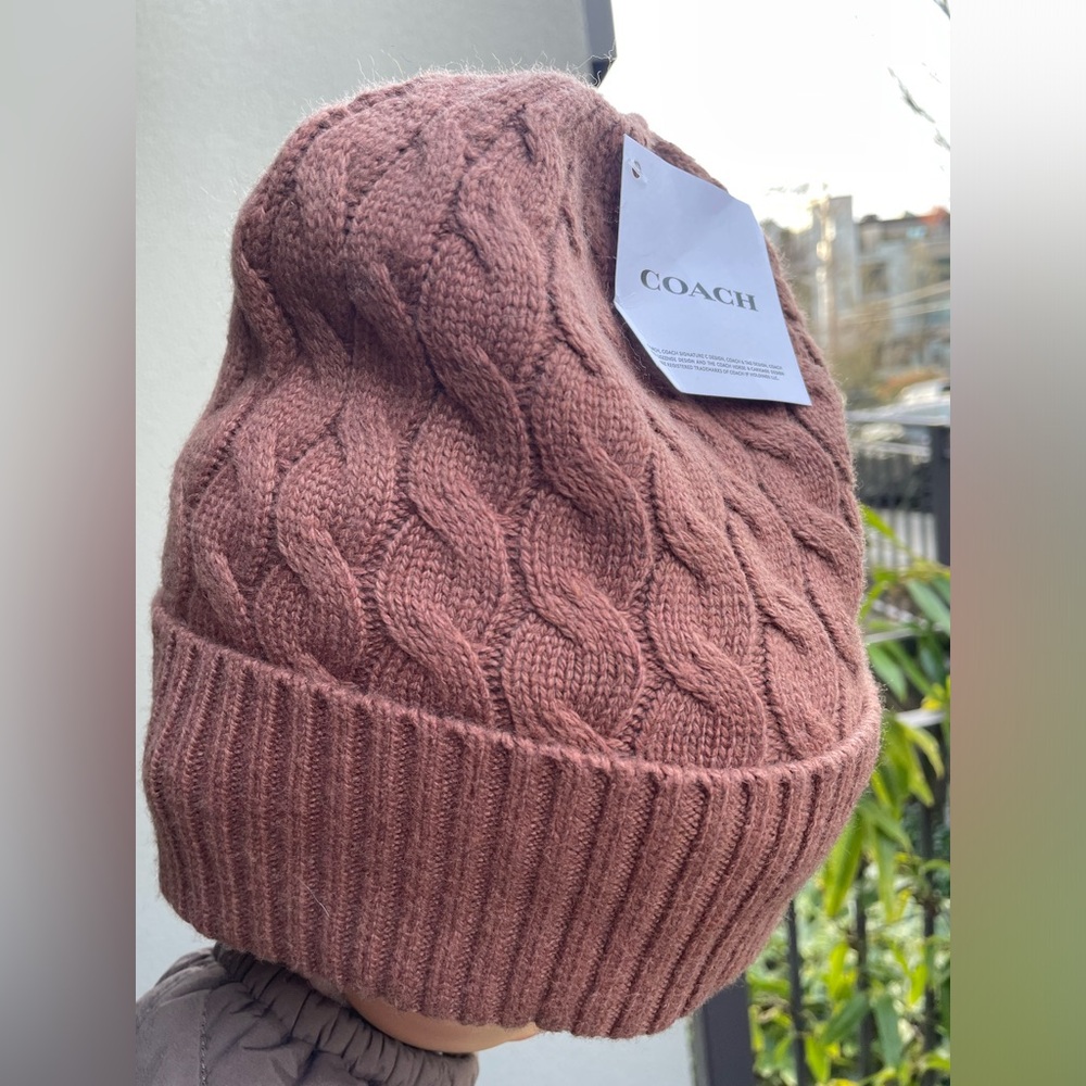 Coach Dark Camel Knit Beanie - Picture 4 of 15